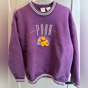 Vintage Disney Winnie The Pooh Sweatshirt! Purple with White striping!